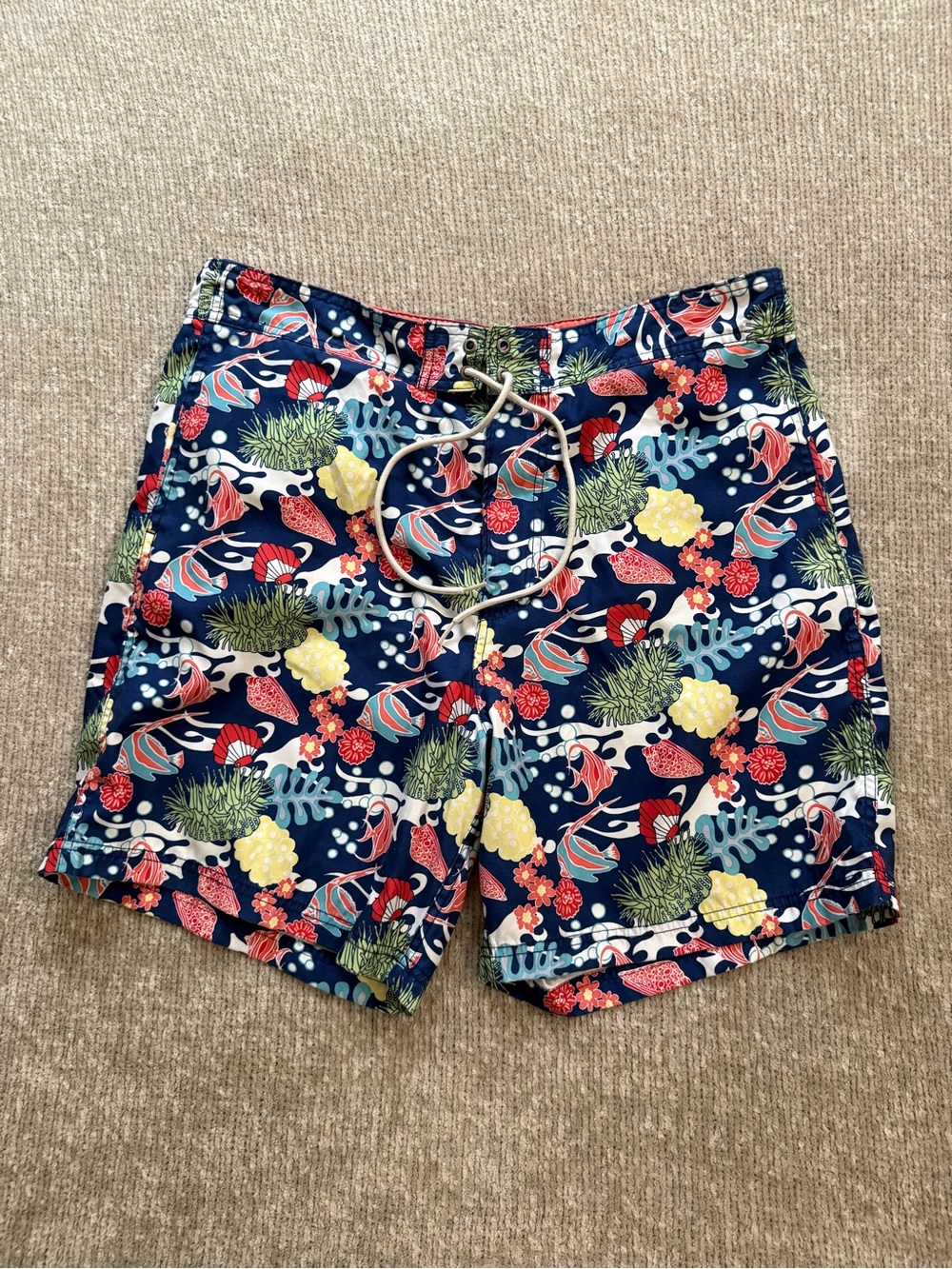 Nautica Tropical Reef Swim Trunks Board Shorts Navy Floral Men’s Large